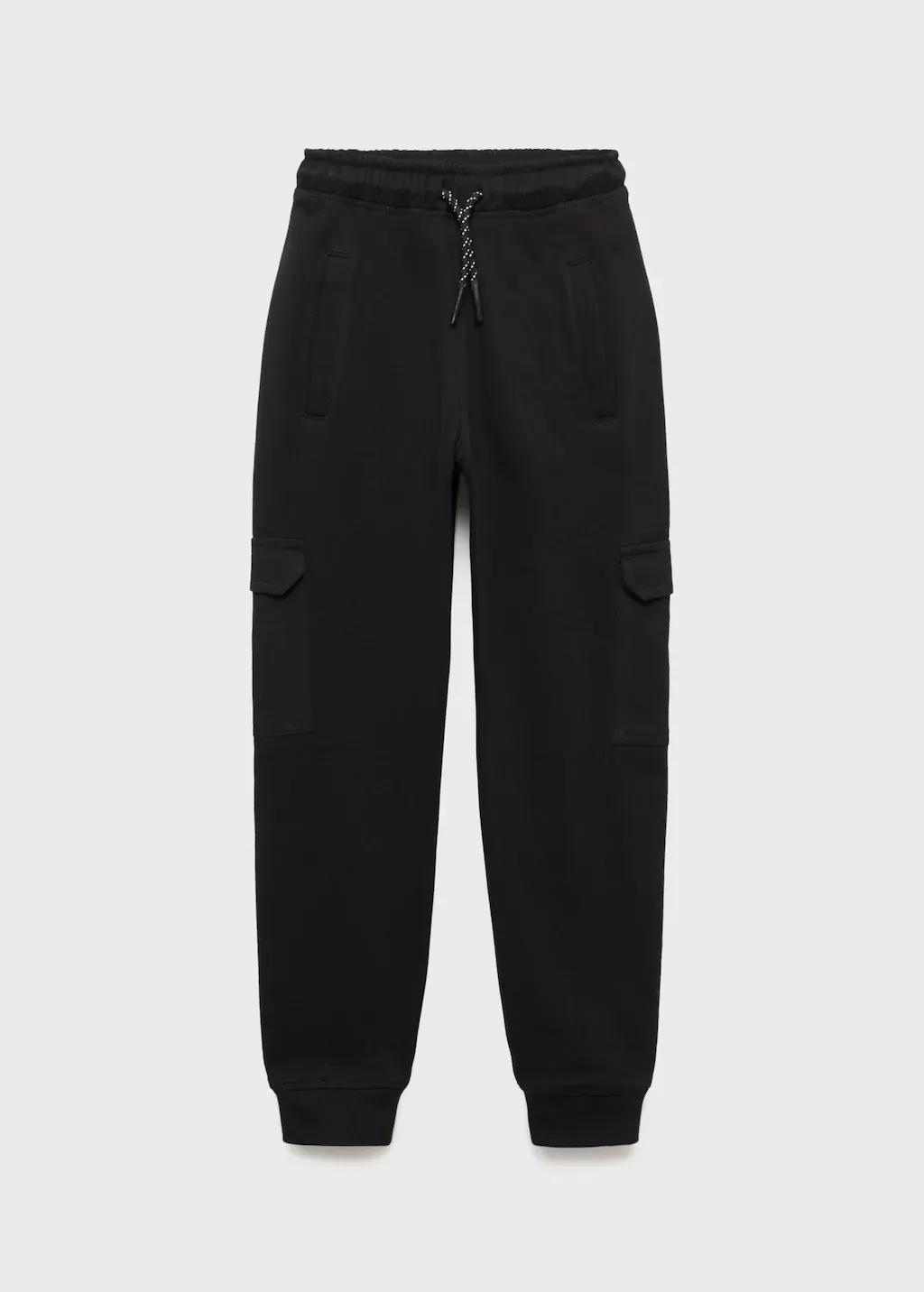 Black Cargo Joggers With Drawstring, Kids Boy, , large image number 5