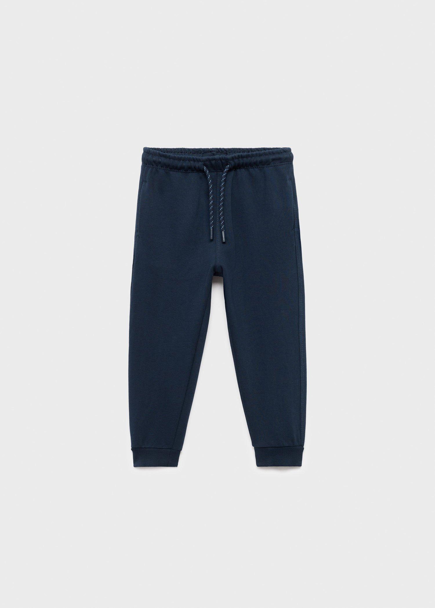Navy Cotton Jogger-Style Trousers, Baby Boys, , large image number 0
