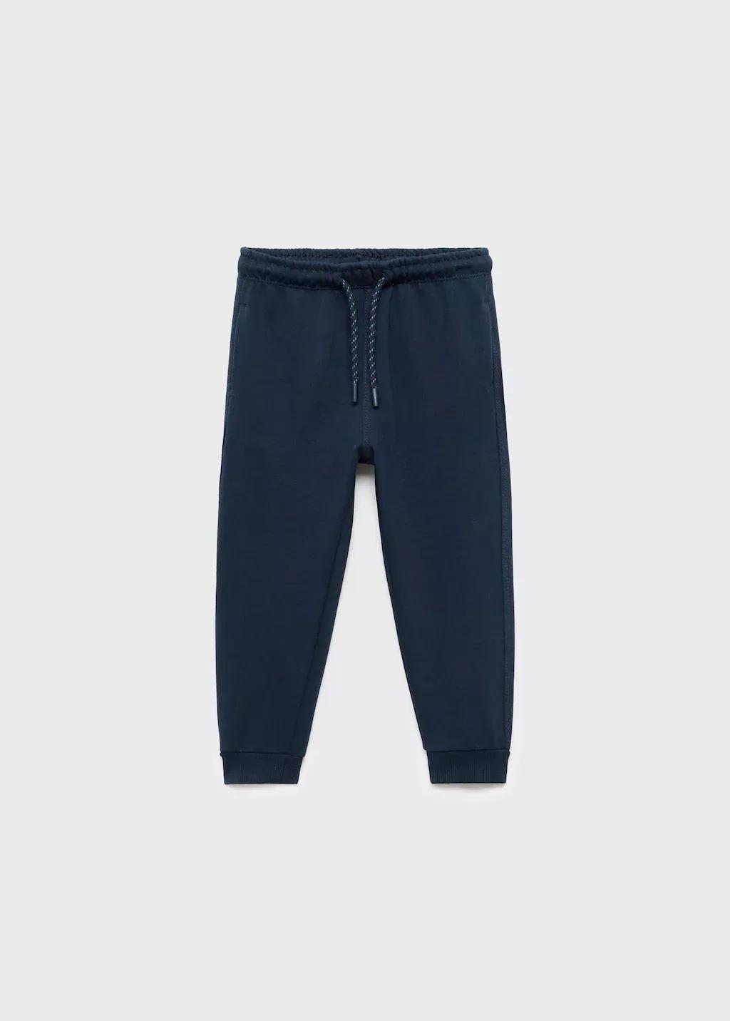 Navy Cotton Jogger-Style Trousers, Baby Boys, , large image number 1
