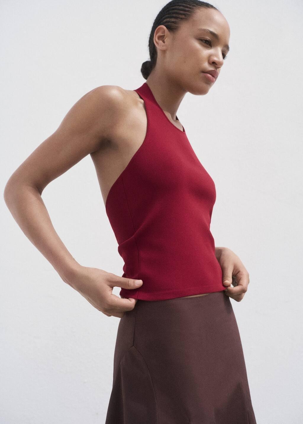 Red Knitted Top With Hoop Detail, Dark Red, large image number 2