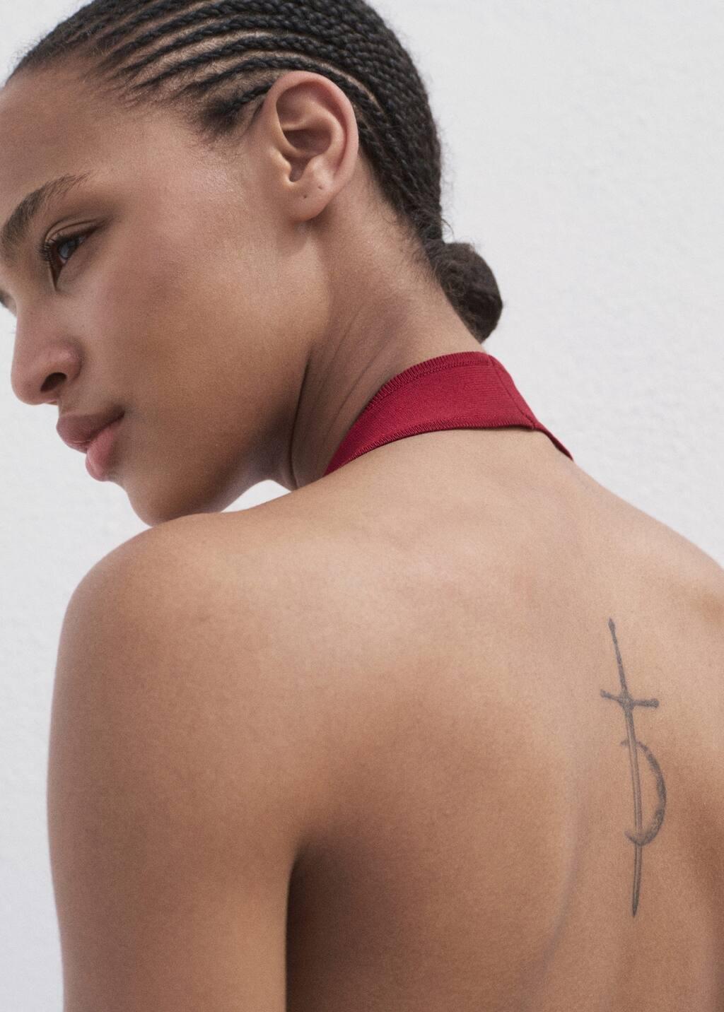 Red Knitted Top With Hoop Detail, Dark Red, large image number 3