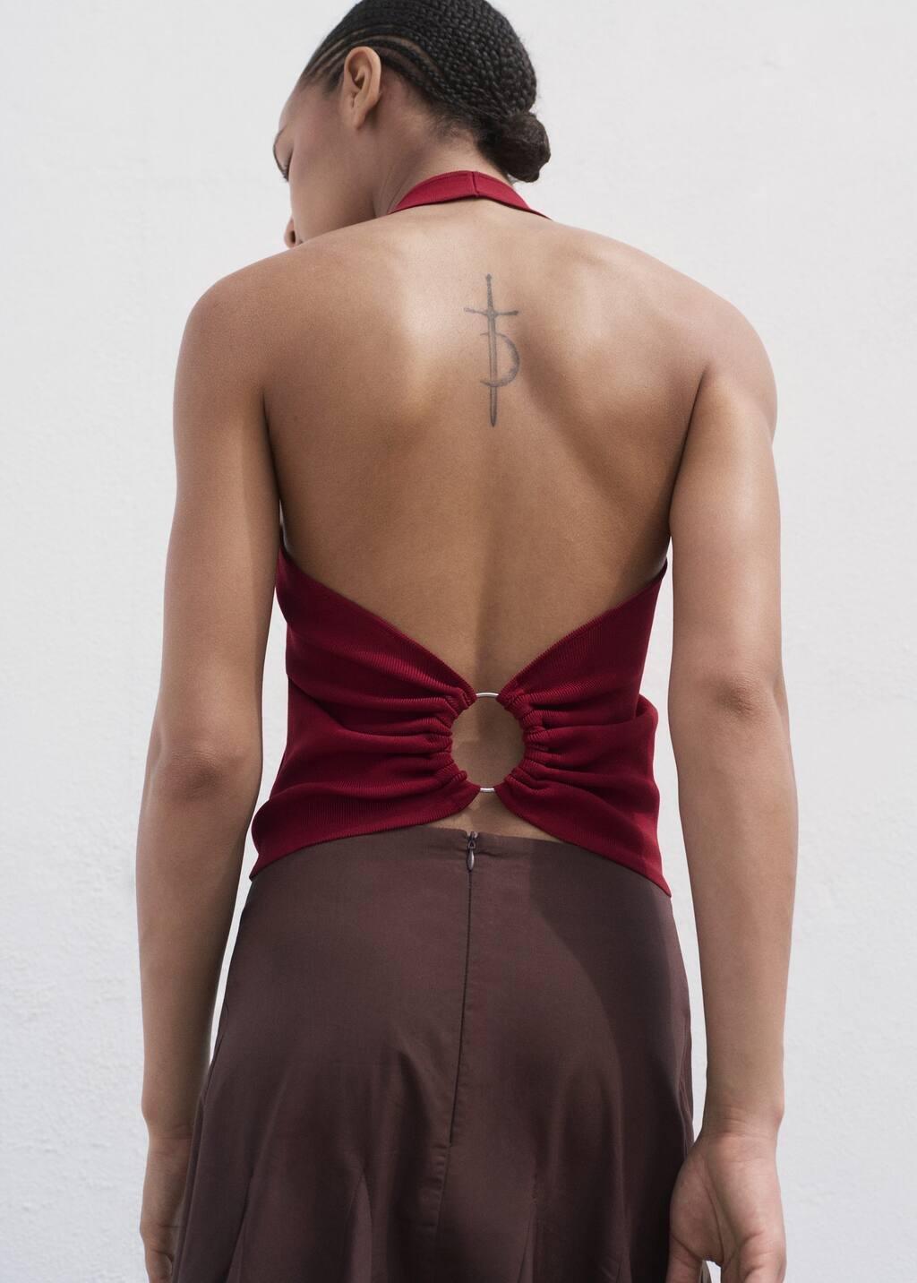 Red Knitted Top With Hoop Detail, Dark Red, large image number 5