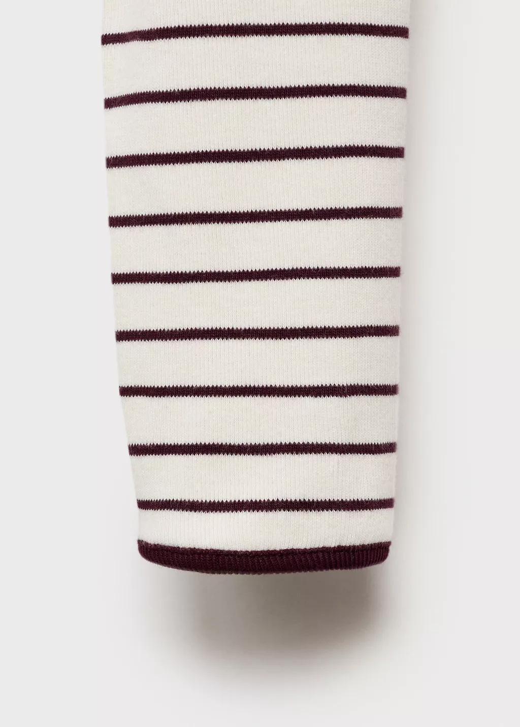 Burgundy Striped Cotton T-Shirt With Buttoned Cuffs, 0201_78, medium