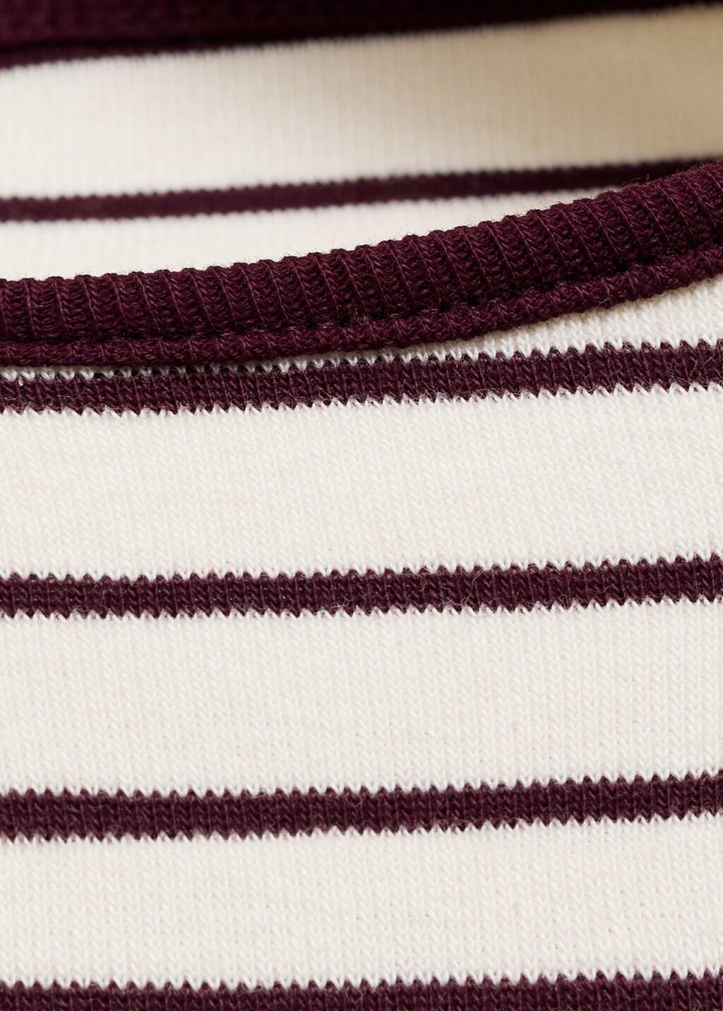 Burgundy Striped Cotton T-Shirt With Buttoned Cuffs, , large image number 4