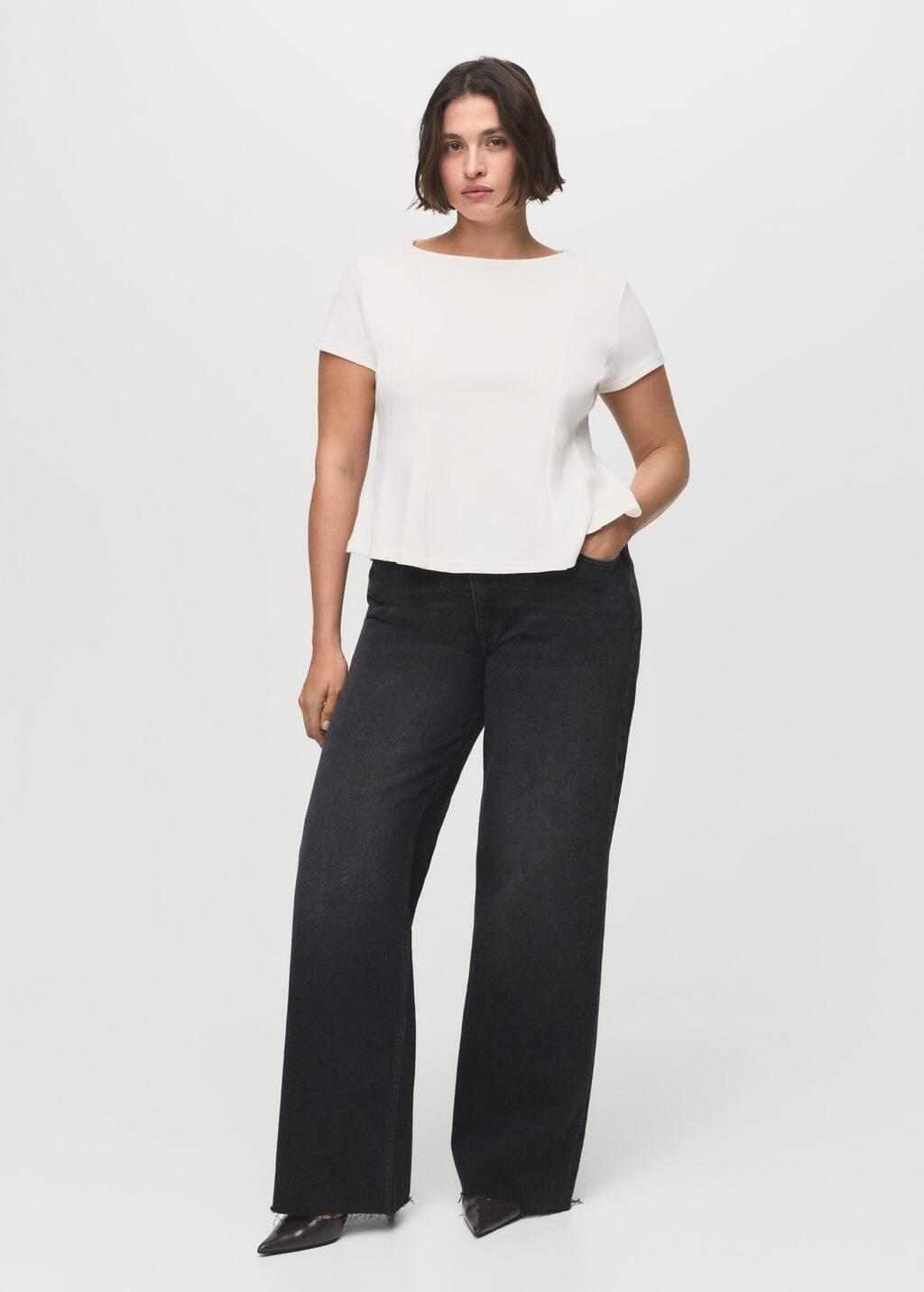 WHITE A-line cotton tee, 0201_01, large image number 5