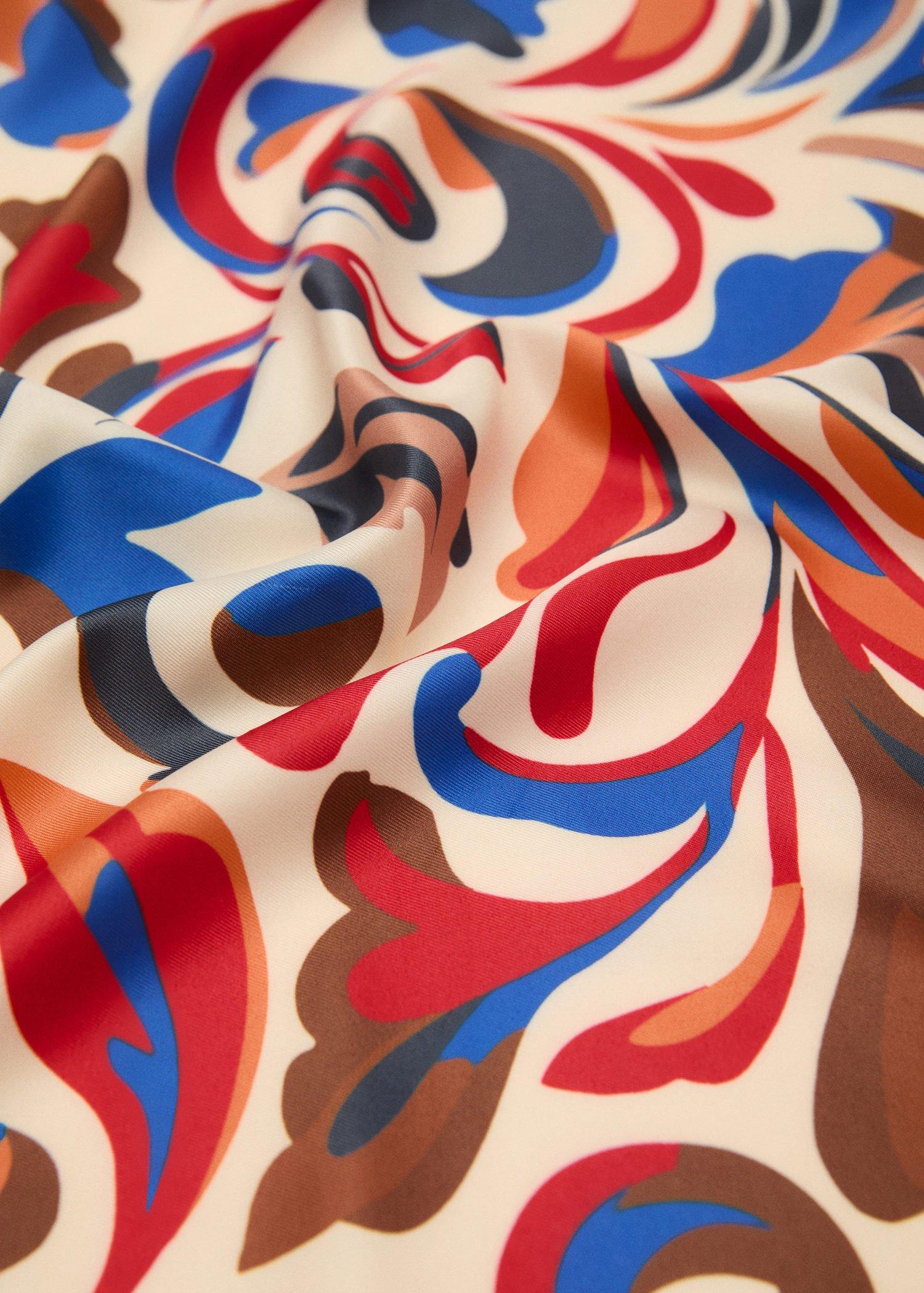 Blue Abstract-Print Satin Scarf, Medium Blue, large image number 1