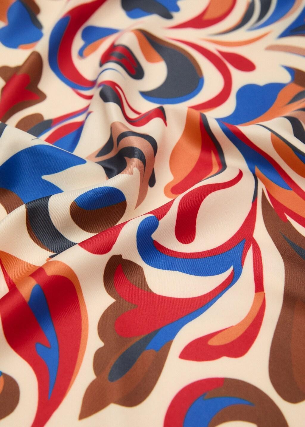 Blue Abstract-Print Satin Scarf, Medium Blue, large image number 4