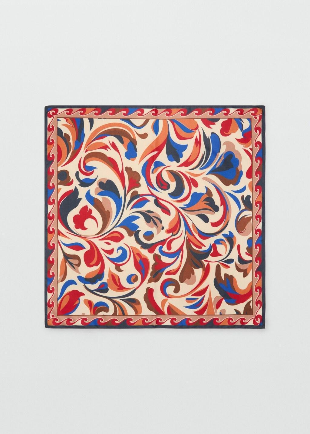 Blue Abstract-Print Satin Scarf, Medium Blue, large image number 6