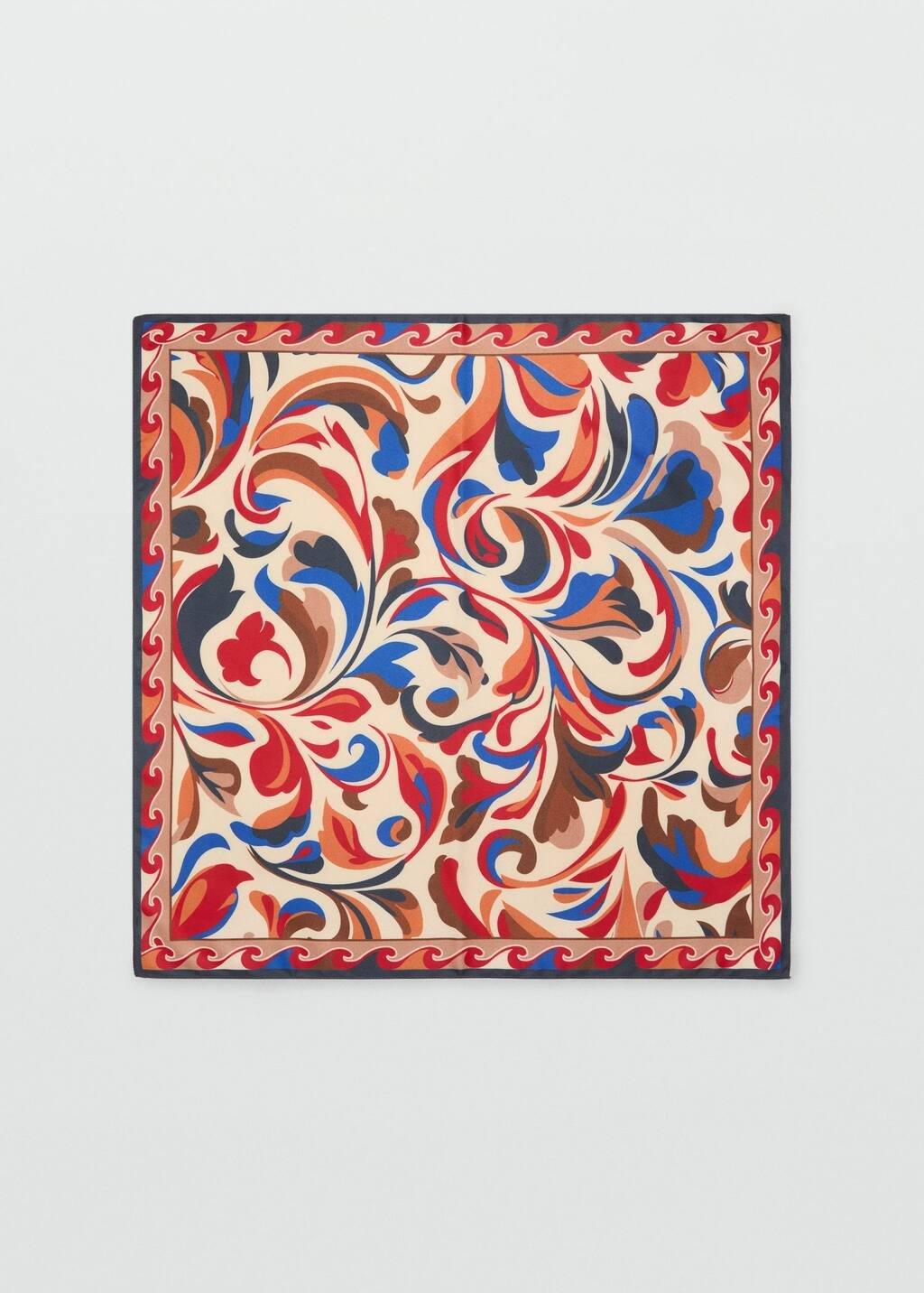 Blue Abstract-Print Satin Scarf, Medium Blue, large image number 7