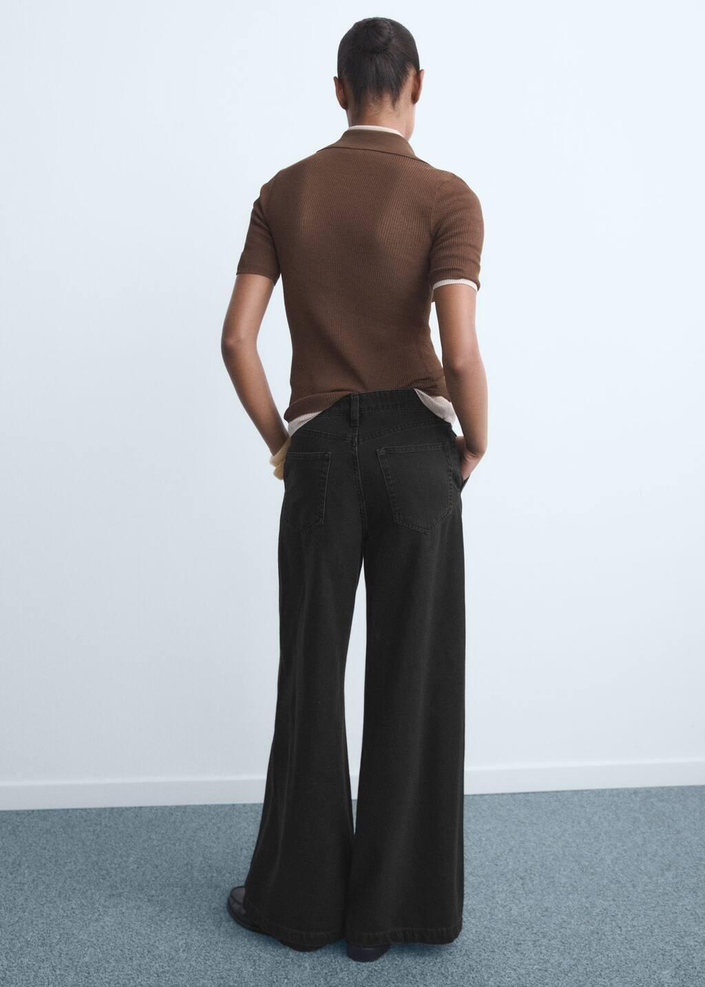 Grey Wide-Leg Pleated Jeans, , large image number 4