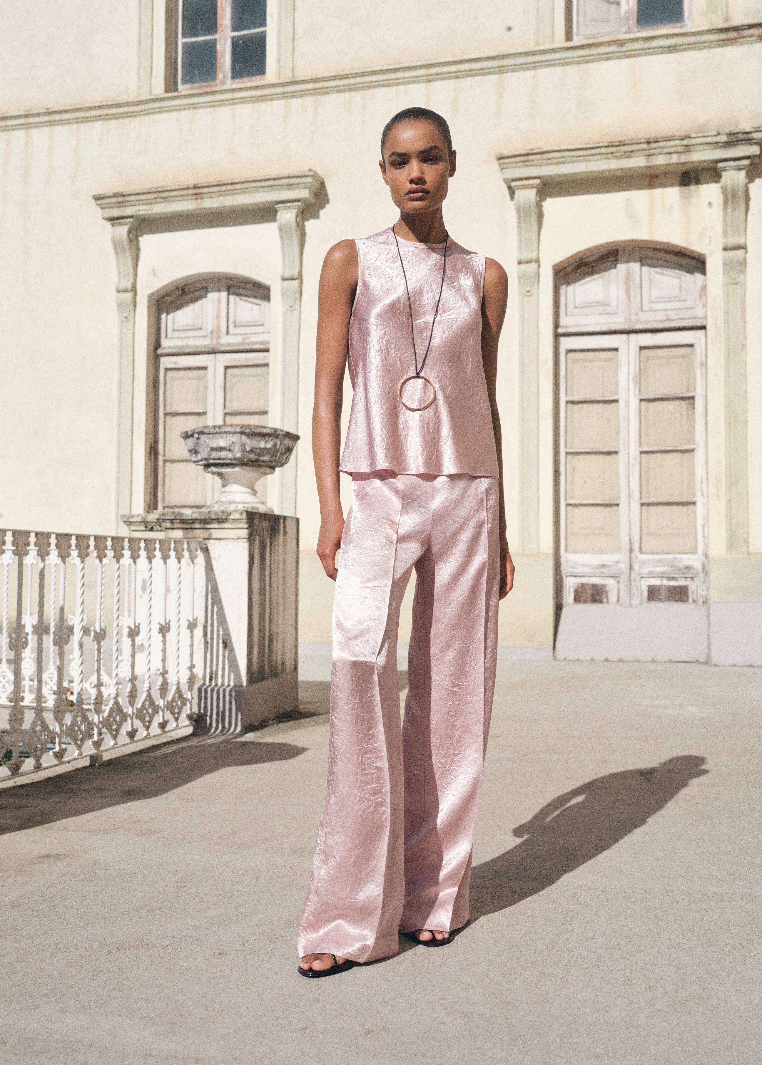 Pink Lt Pastel Crinkled effect satin blouse, Light-Pastel Pink, large image number 3