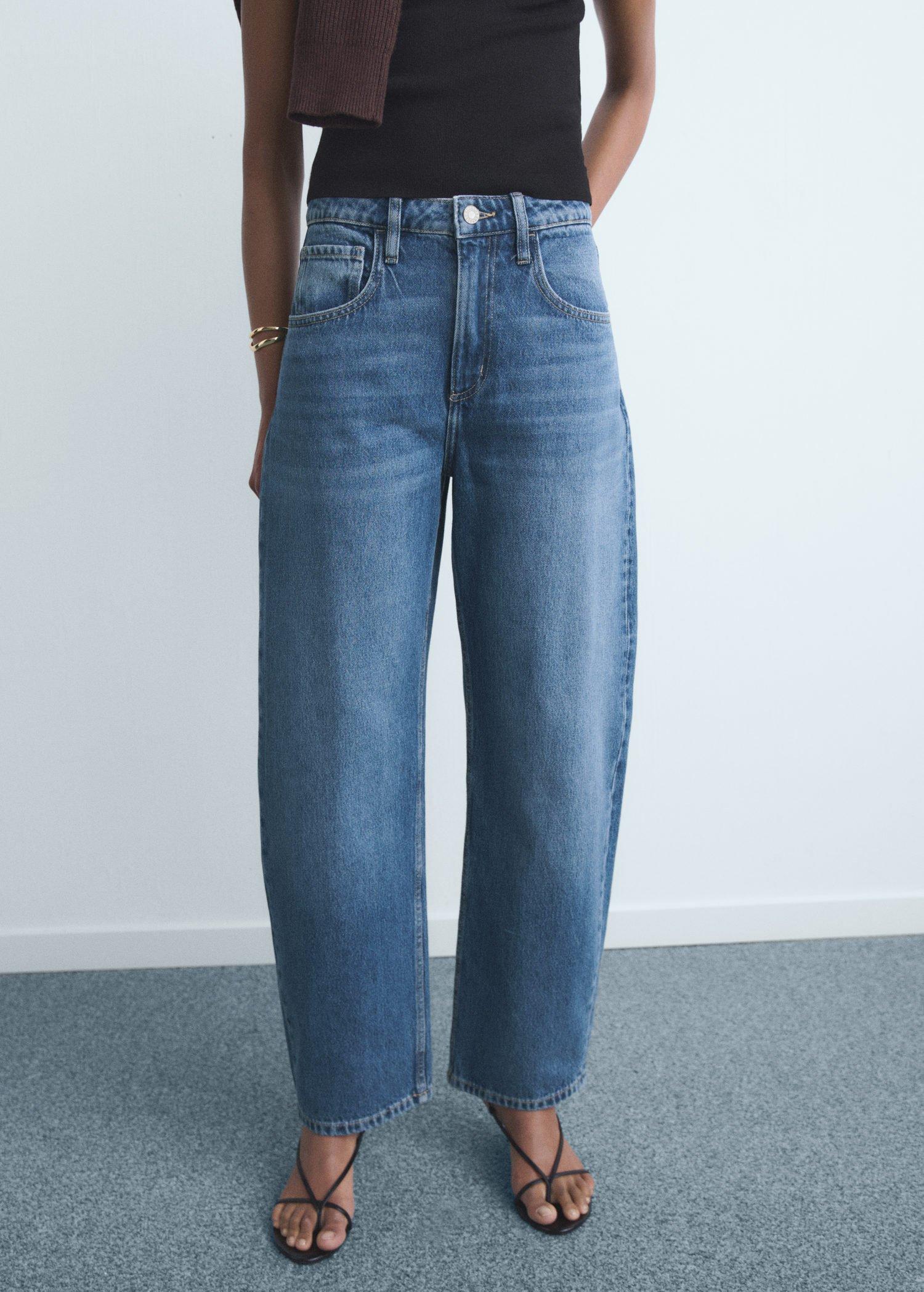 Blue High-Waisted Balloon Jeans, Open Blue, medium
