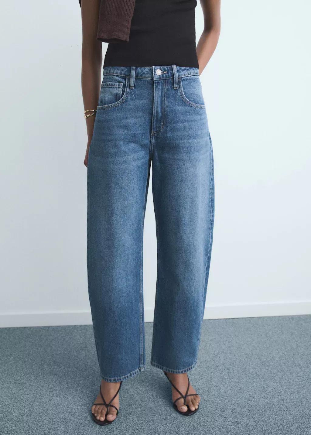 Blue High-Waisted Balloon Jeans, Open Blue, large image number 1