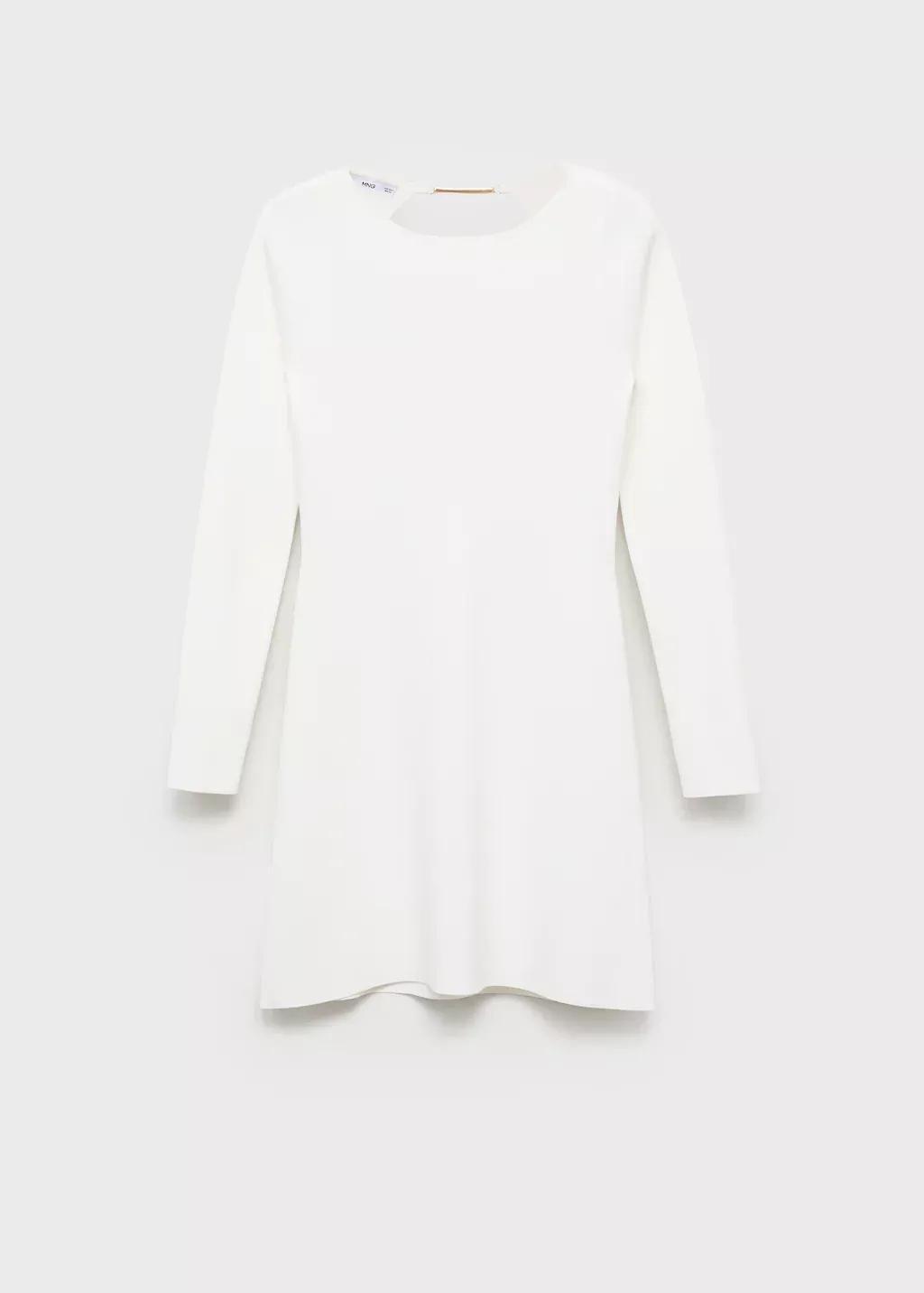 White Open-Back Knitted Dress, , large image number 8