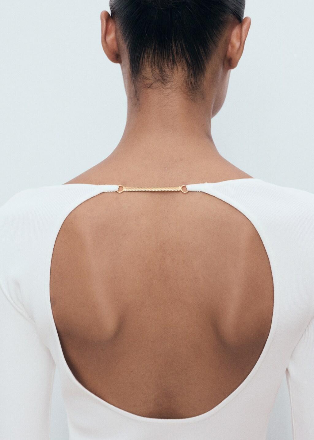 White Open-Back Knitted Dress, Natural White, large image number 9