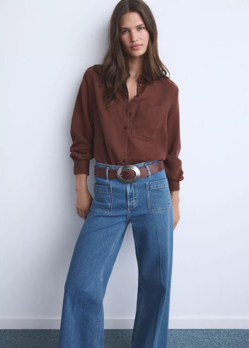 OPEN BLUE Wide-leg jeans with pockets, 0201_TM, large image number 1