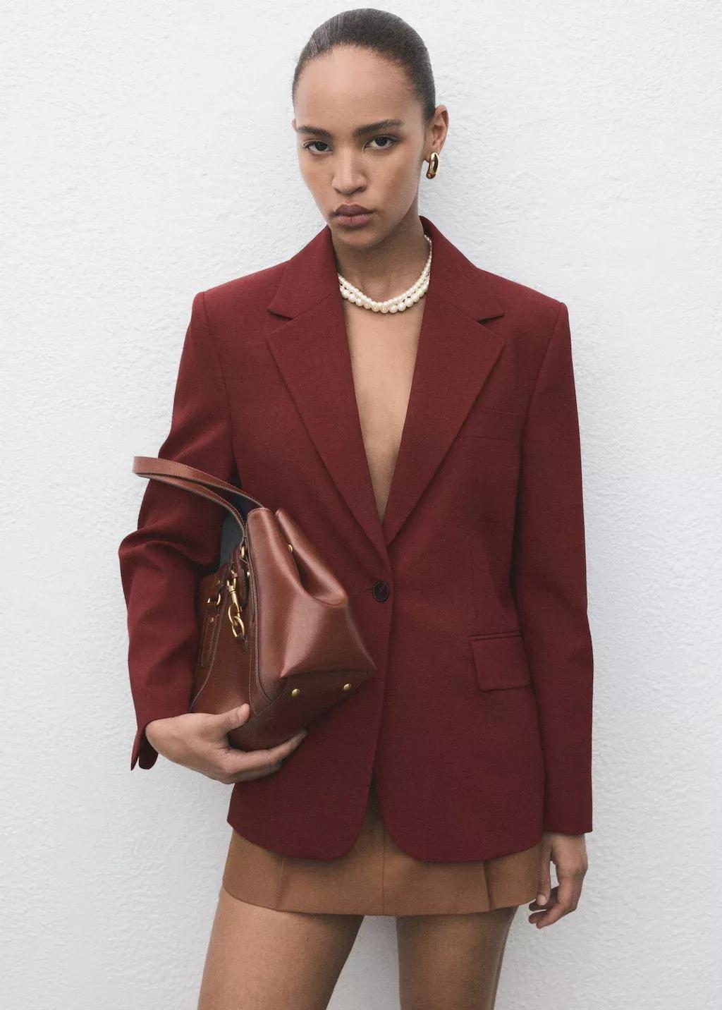 DARK ORANGE Straight-fit suit blazer, Dark Orange, medium