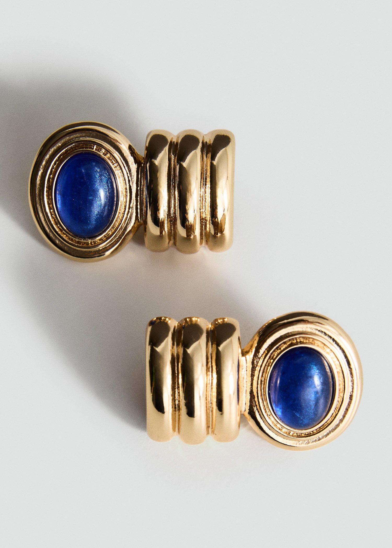 Gold Combined-Relief Earrings, Gold, large image number 0