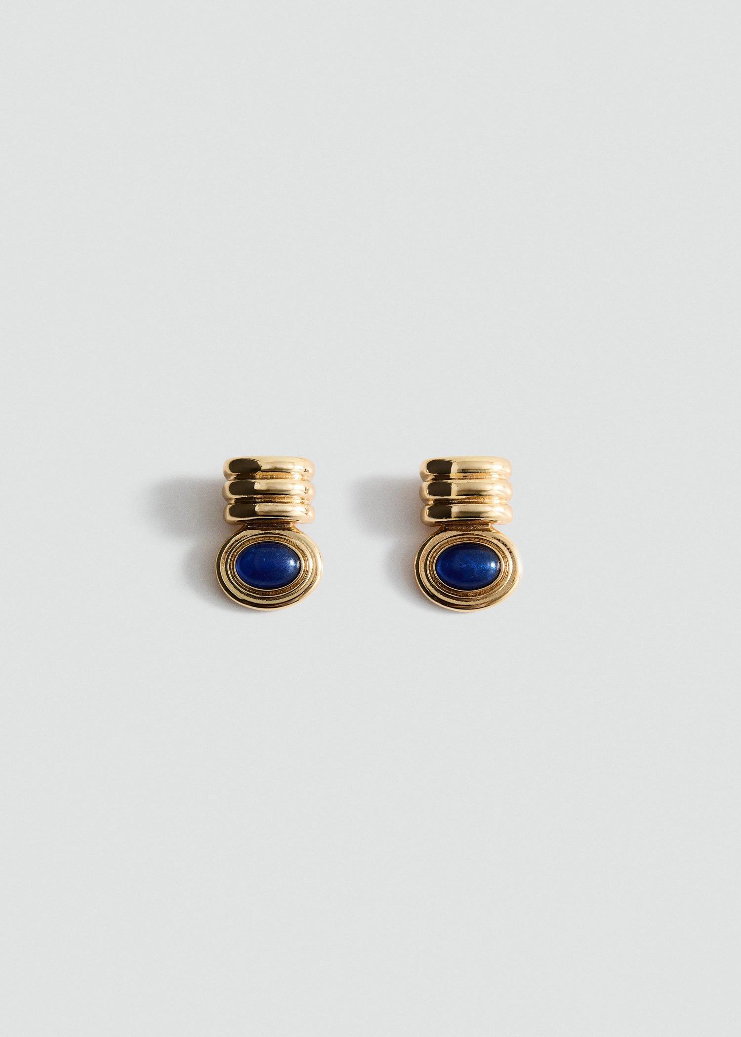 Gold Combined-Relief Earrings, Gold, large image number 1