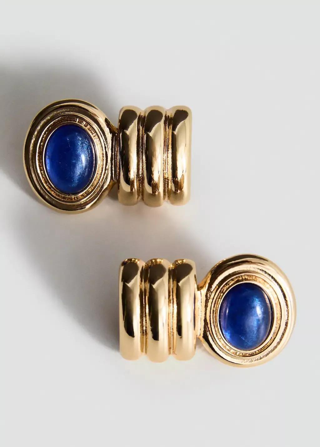 Gold Combined-Relief Earrings, 0201_OR, large image number 1