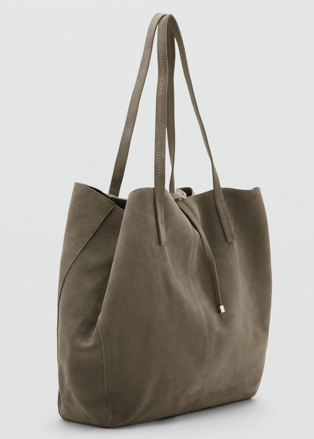Khaki Suede Shopper Bag, 0201_37, large image number 0