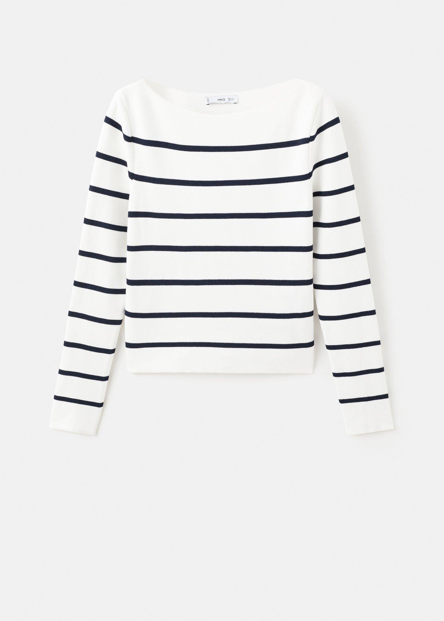 Beige Fine-Knit Boat-Neck Sweater, , large image number 0