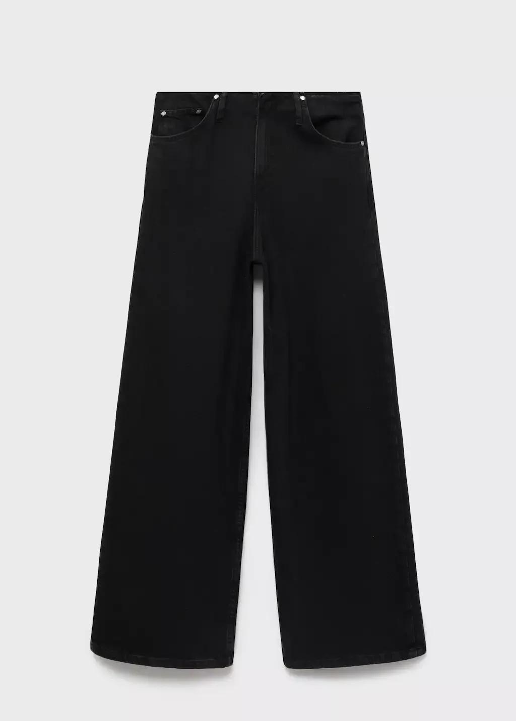 Grey Wide Leg Mid-Rise Jeans, , large image number 0