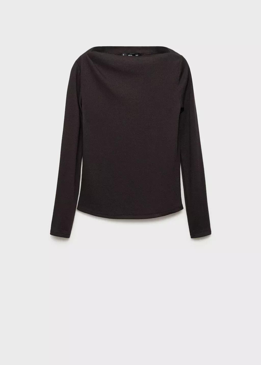 Brown Long-Sleeved Boat Neck T-Shirt, , large image number 7