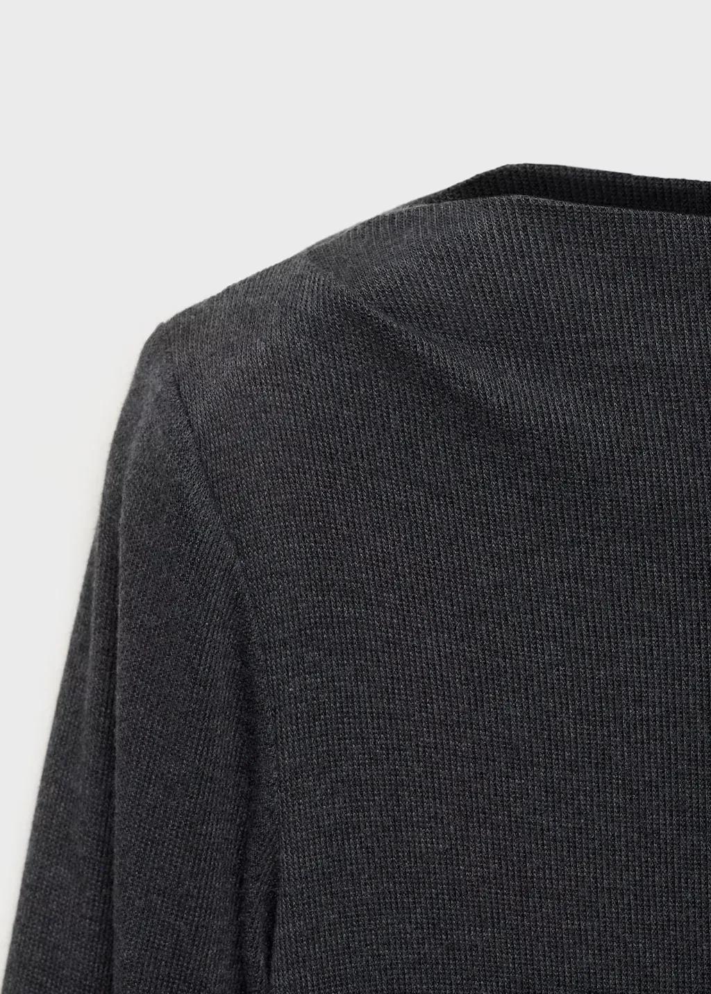 Grey Long-Sleeved Boat Neck T-Shirt, , large image number 2
