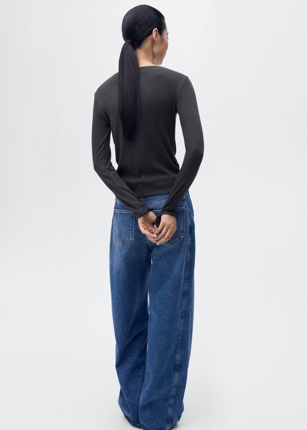 Grey Long-Sleeved Boat Neck T-Shirt, 0201_95, large image number 14