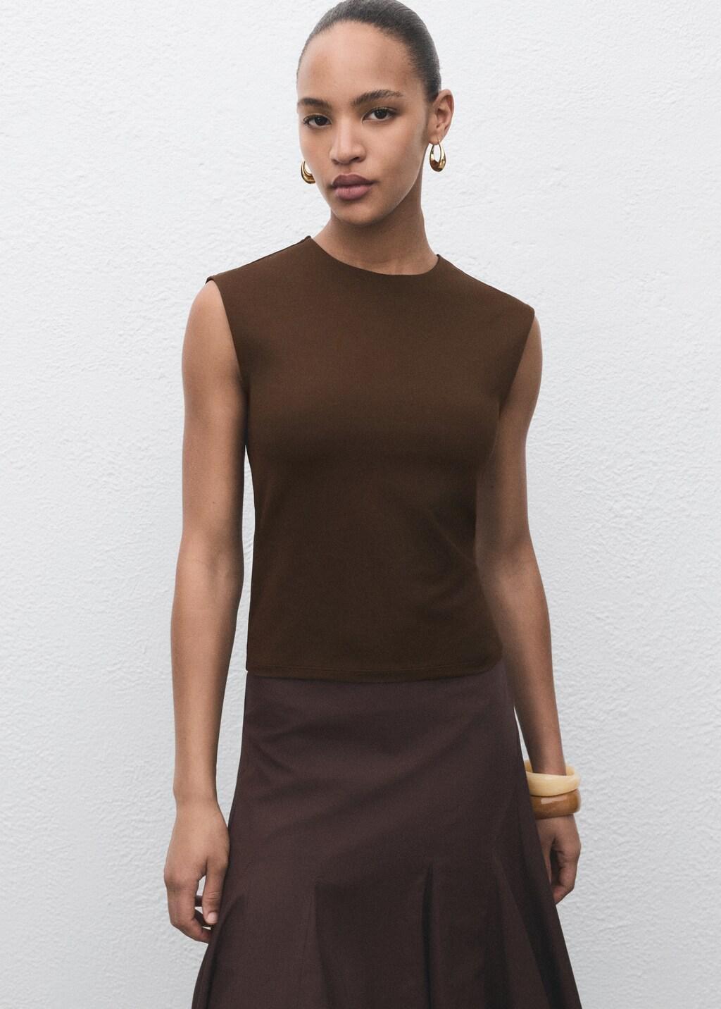 BROWN Fitted tank top, , large image number 7