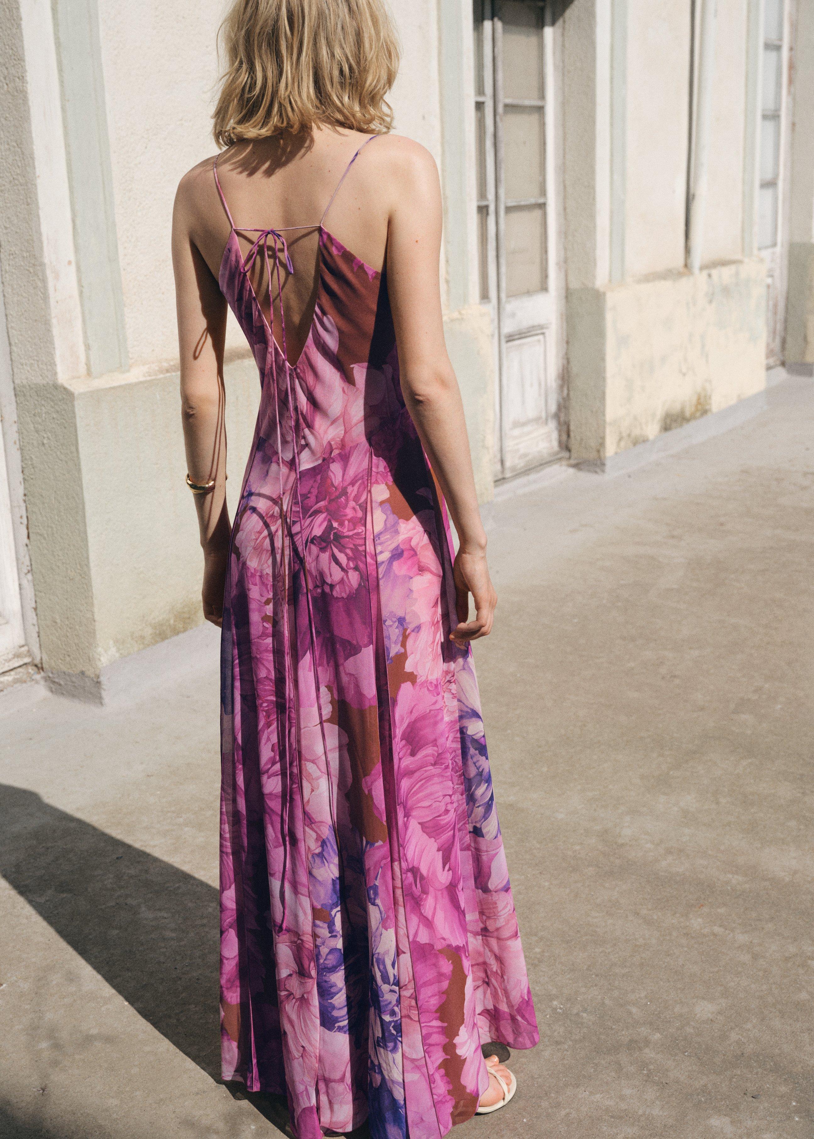 MEDIUM PURPLE Floral godet dress, , large image number 1