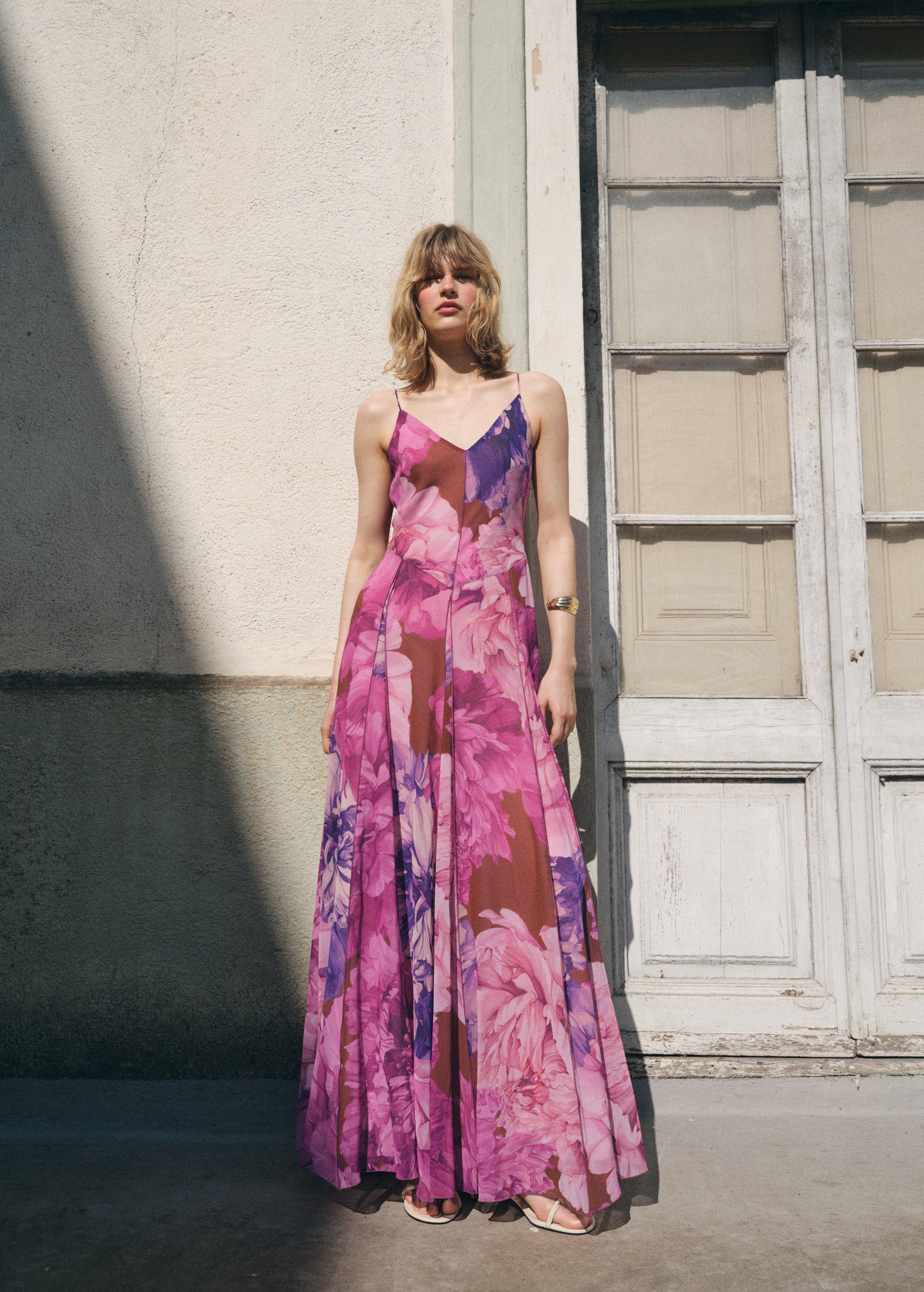 MEDIUM PURPLE Floral godet dress, , large image number 2