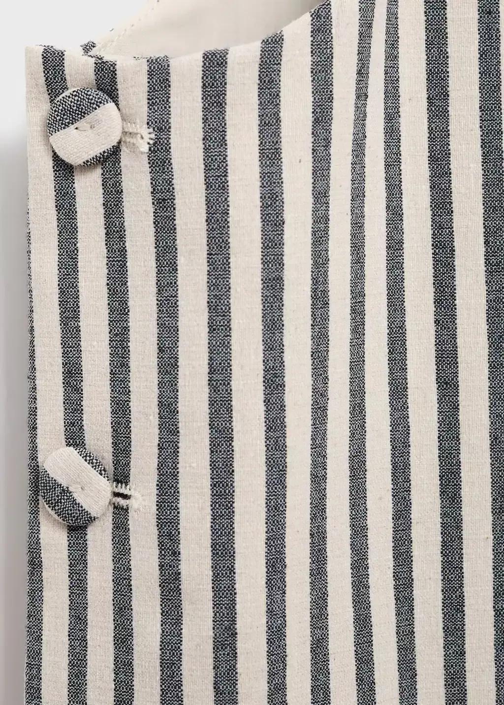Beige Buttons Striped Top, , large image number 1