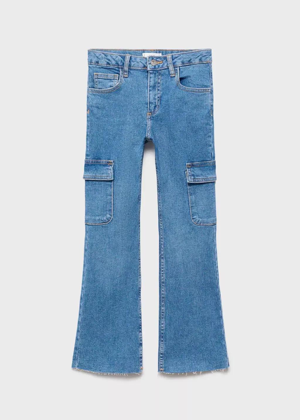 OPEN BLUE Flared cargo jeans, Kids Girl, Open Blue, large image number 0