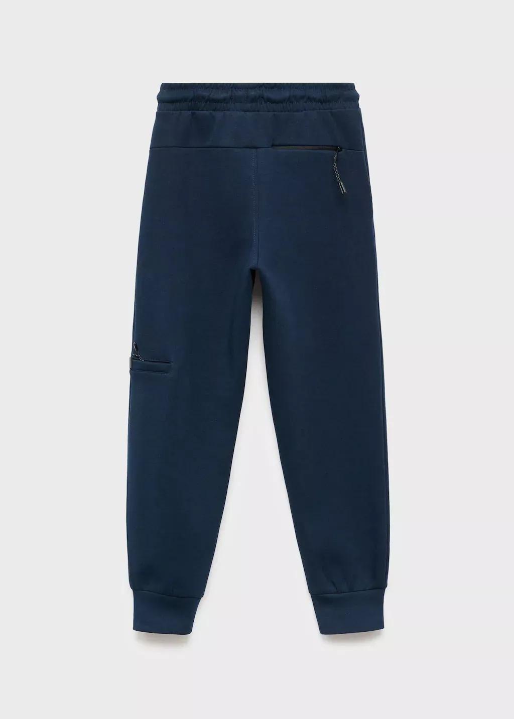 Navy Cotton Drawstring Joggers, Kids Boys, , large image number 3