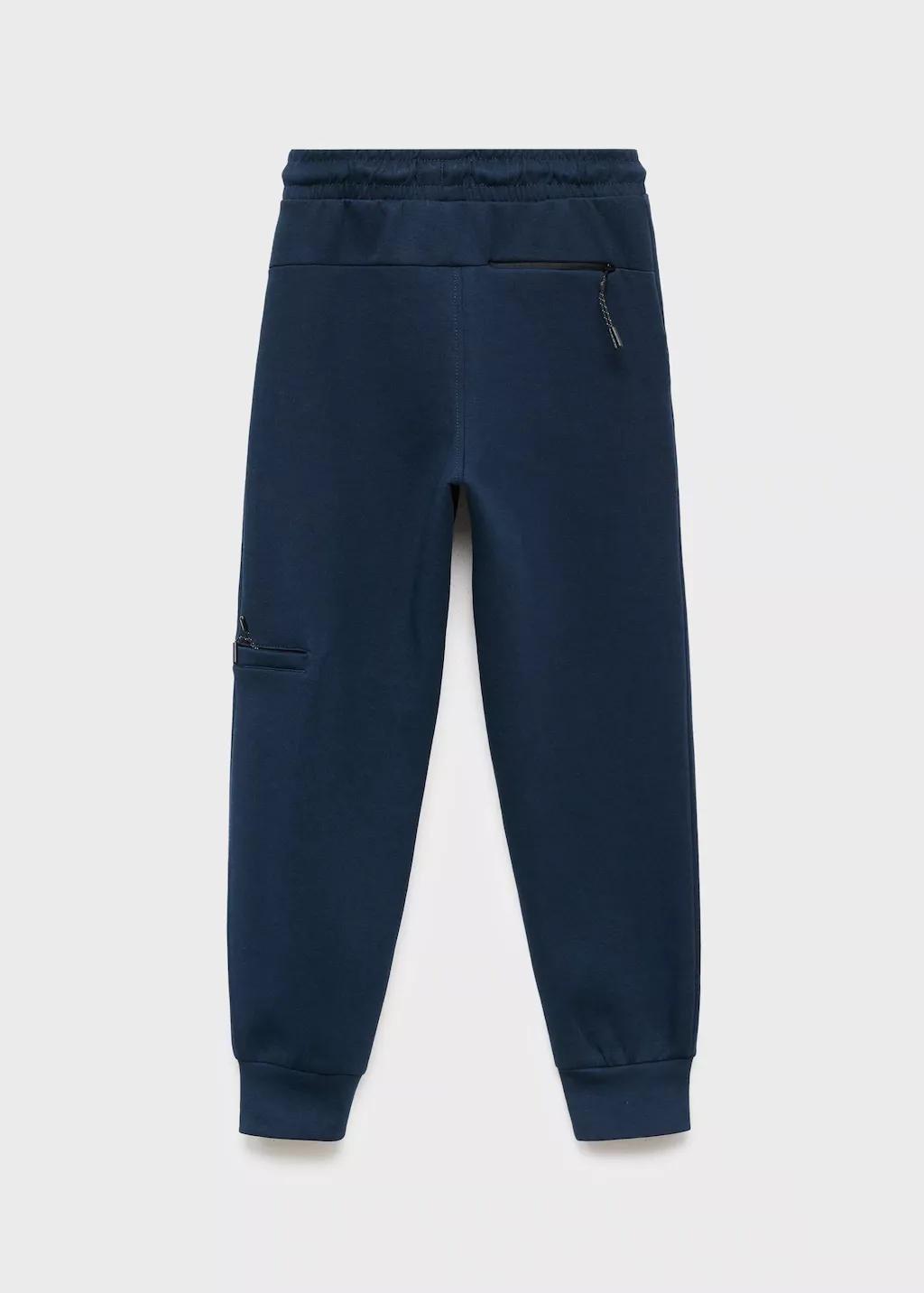Navy Cotton Drawstring Joggers, Kids Boys, , large image number 4