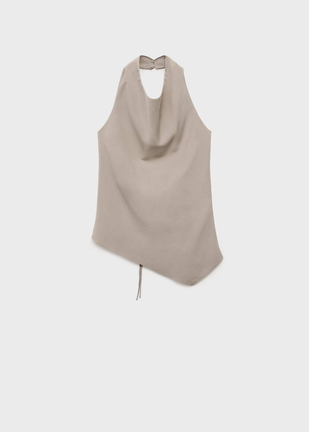 Grey Asymmetrical Open-Back Top, , large image number 0