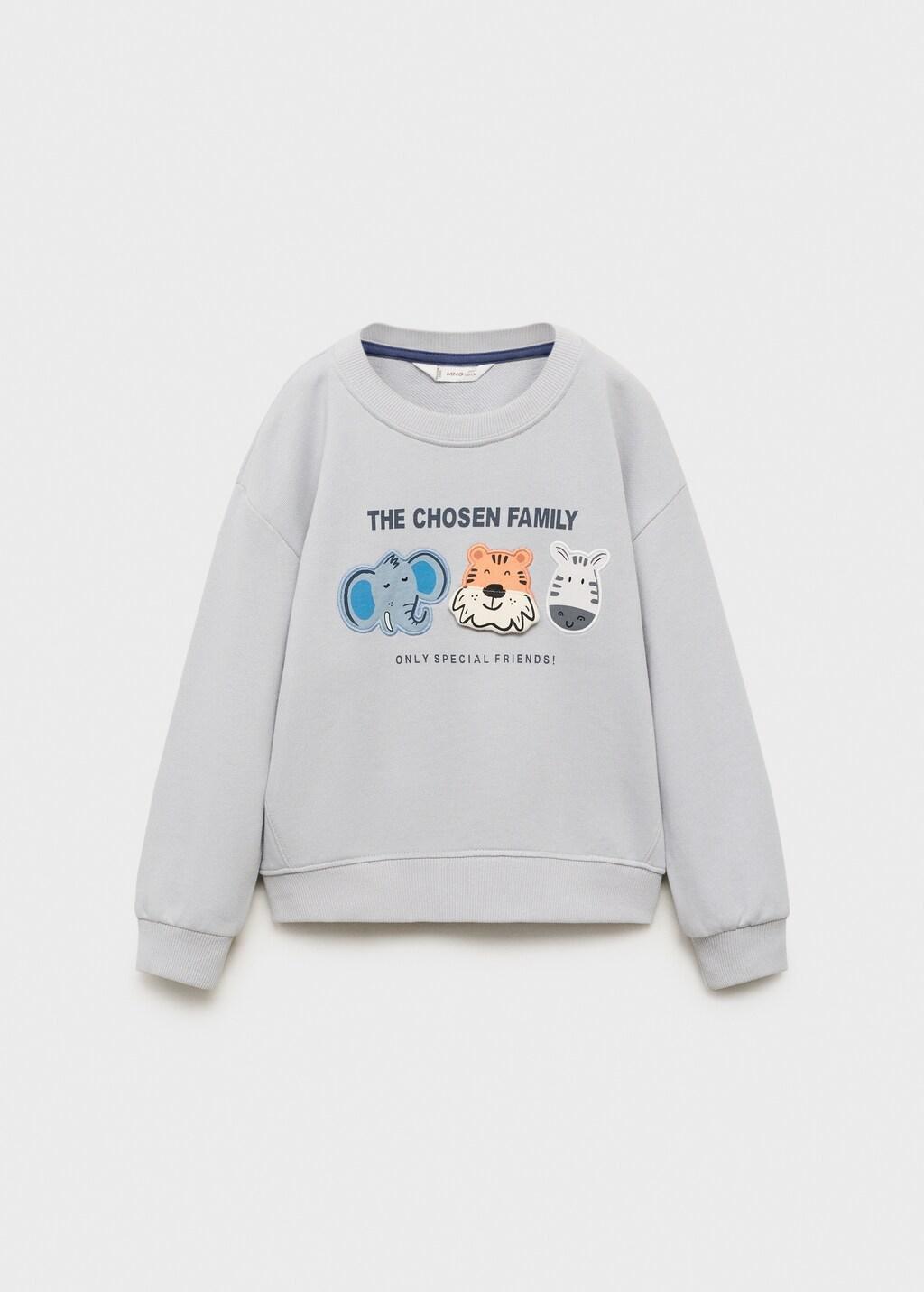 Grey Animal Print Sweatshirt With Embroidery, Kids Boys, , large image number 5