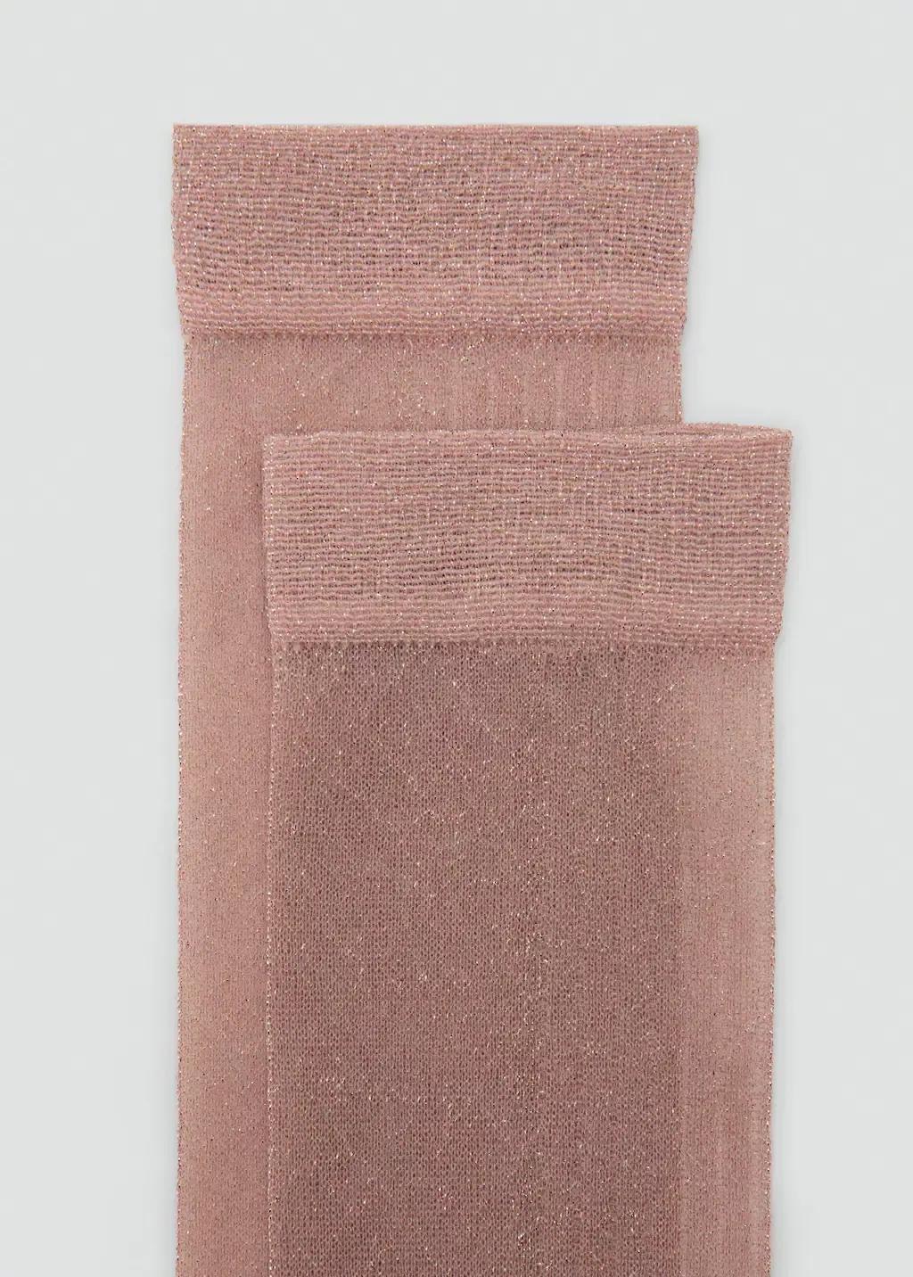 Pink Lurex Long Socks, Light-Pastel Pink, medium