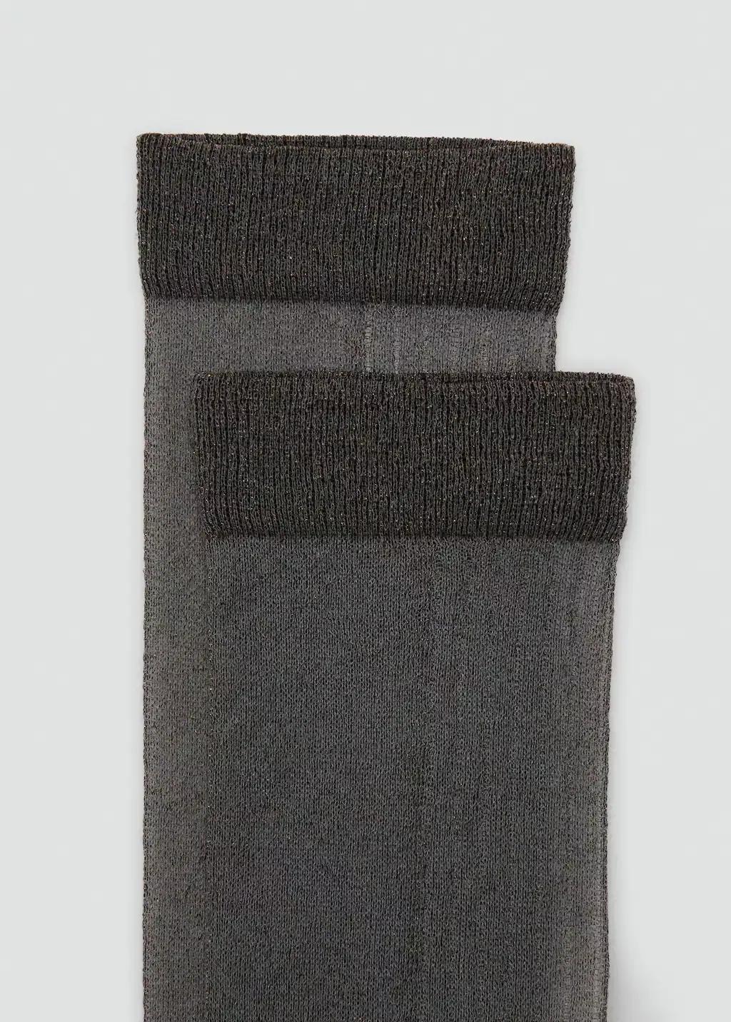 Grey Lurex Long Socks, Charcoal, medium
