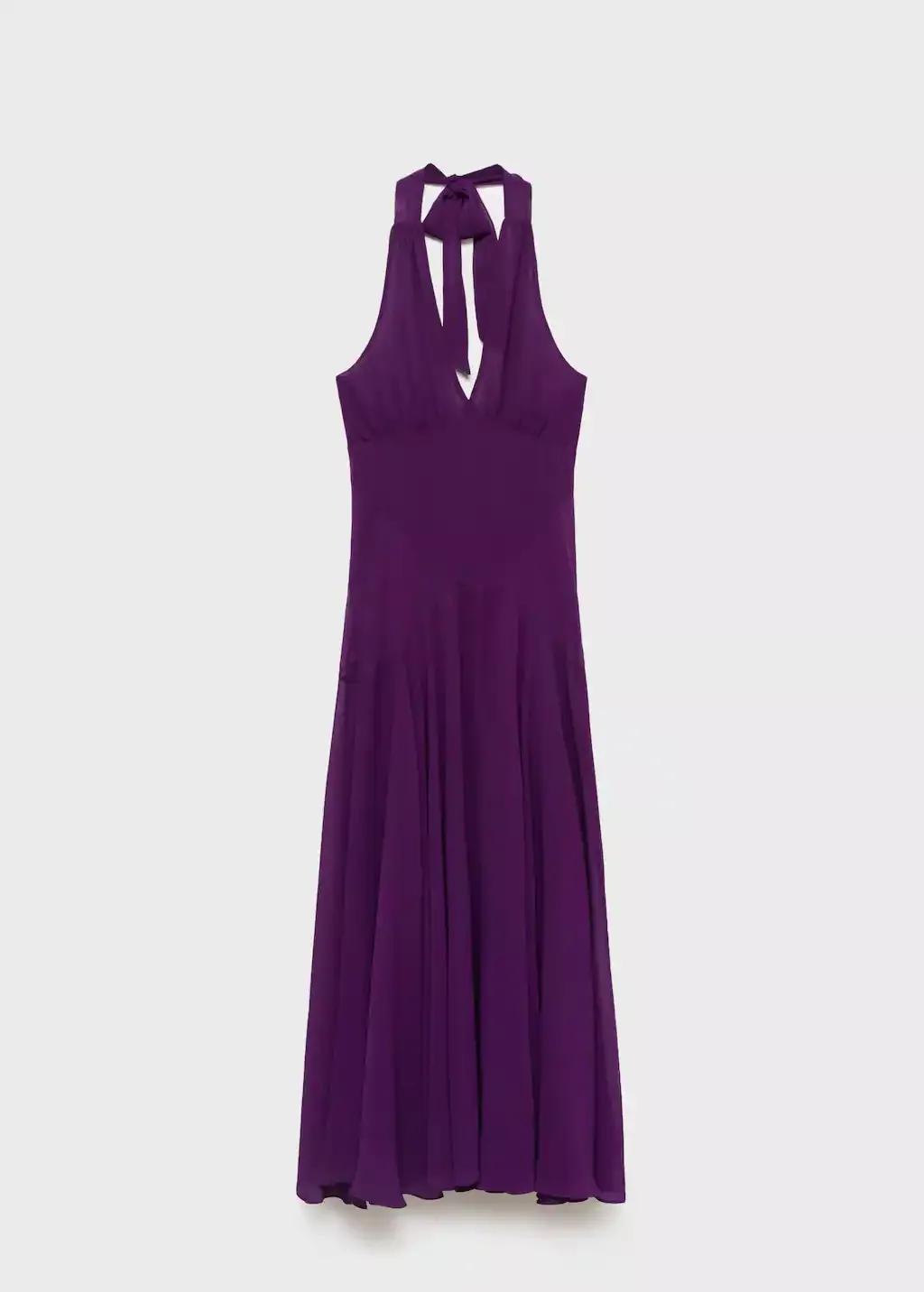 Purple Halter-Neck Pleated Dress, , large image number 3