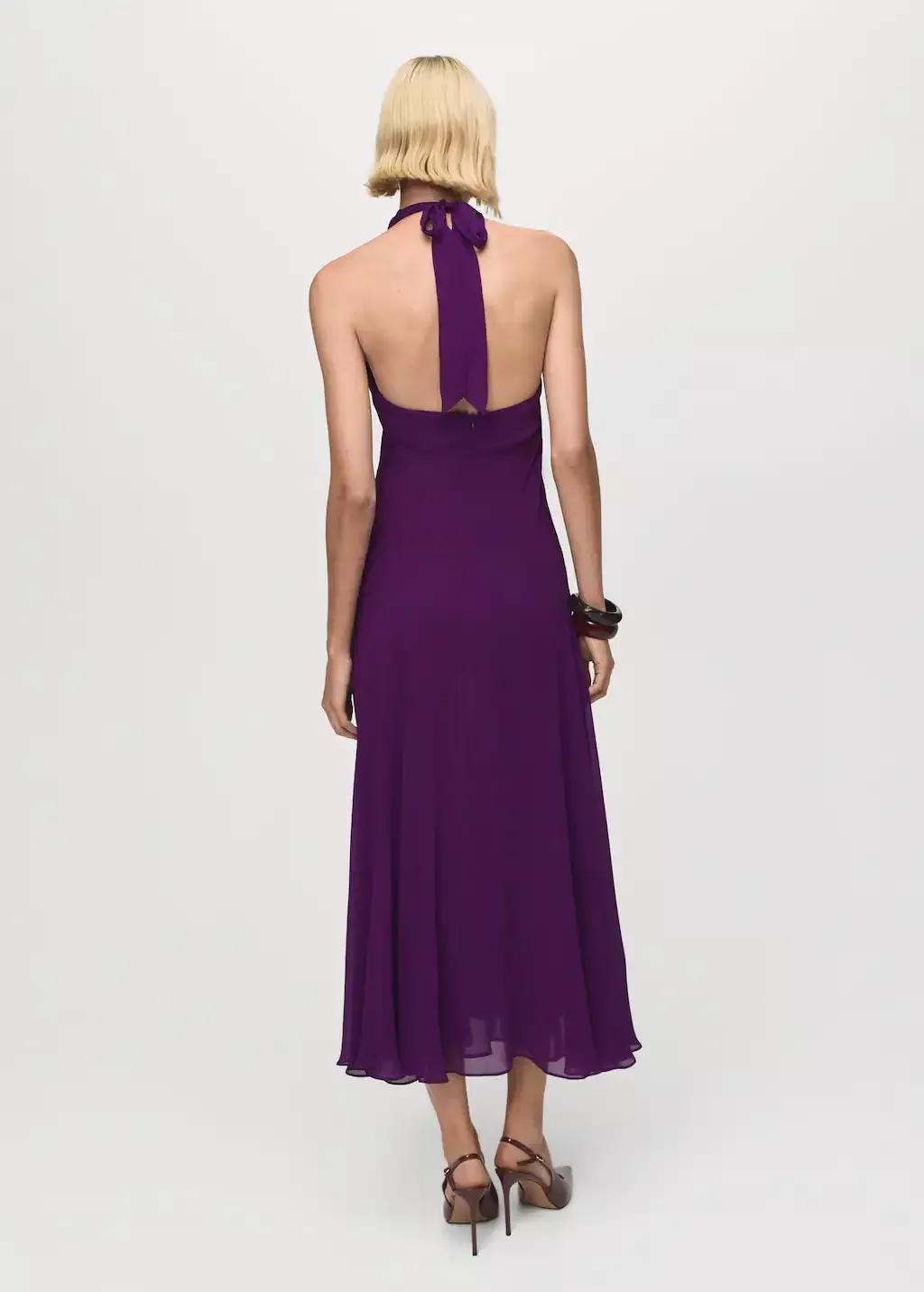 Purple Halter-Neck Pleated Dress, , large image number 5