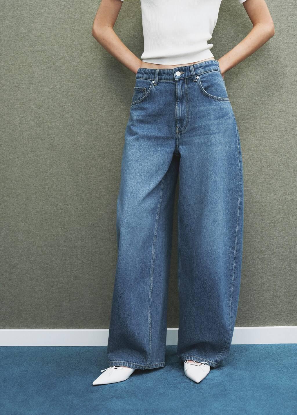 Blue Mid-Rise Balloon Jeans, , large image number 0