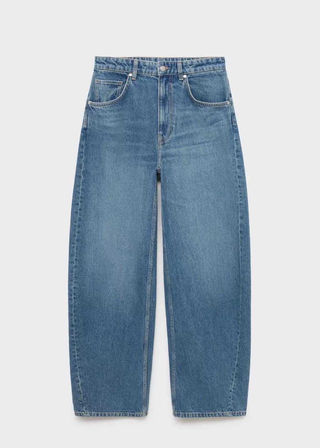 Blue Mid-Rise Balloon Jeans, , large image number 3