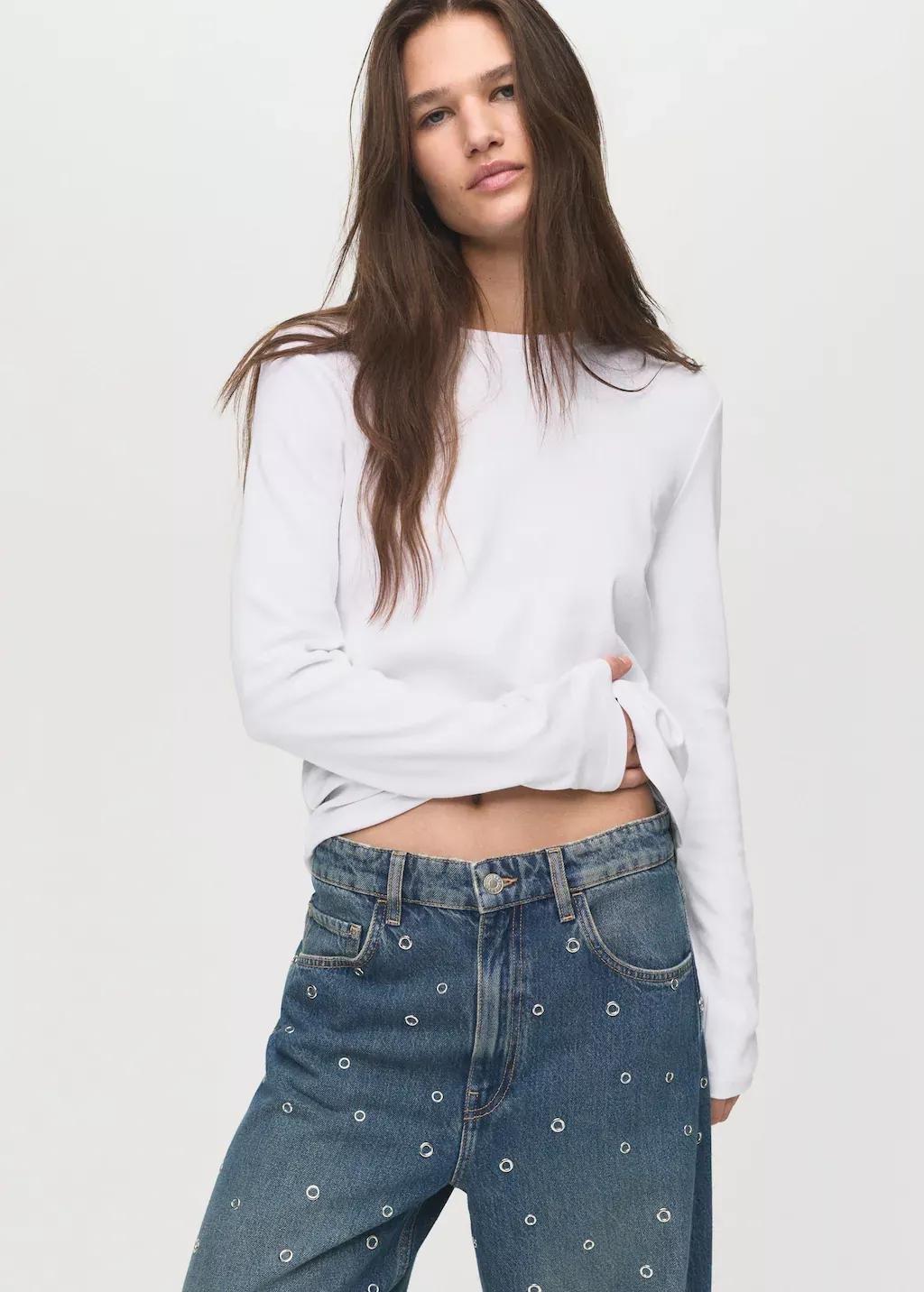 Blue Balloon Jeans With Eyelets, 0201_DO, large image number 1