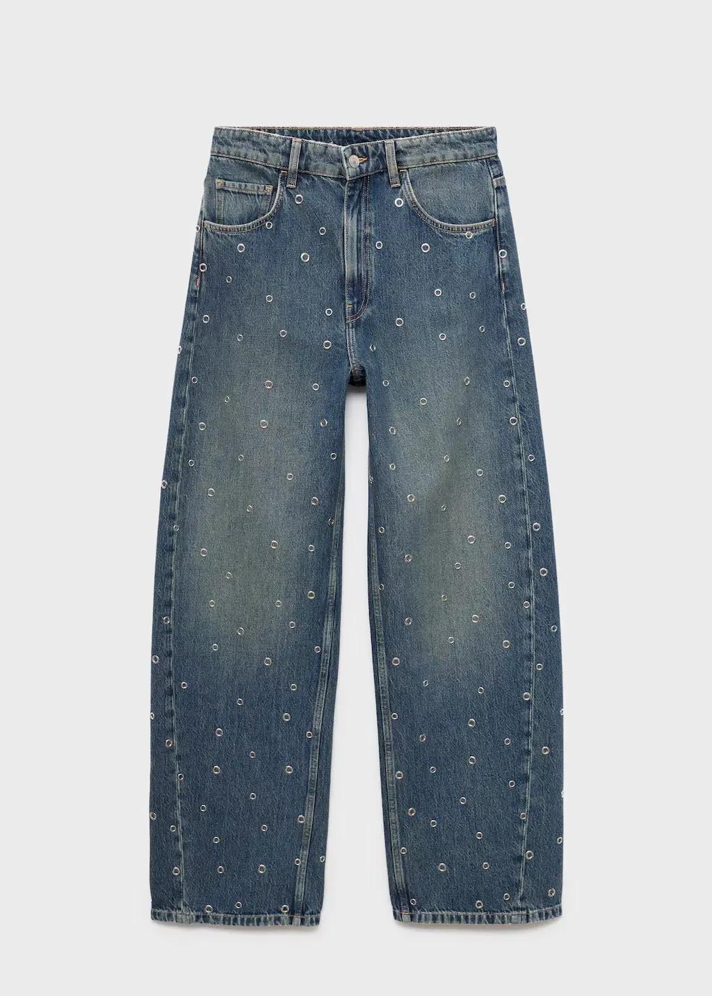 Blue Balloon Jeans With Eyelets, 0201_DO, large image number 3