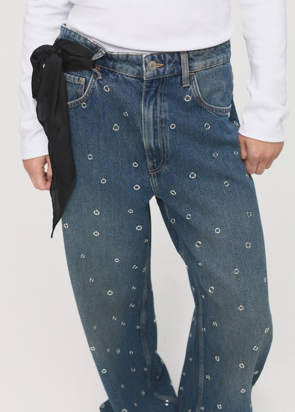 Blue Balloon Jeans With Eyelets, 0201_DO, large image number 4