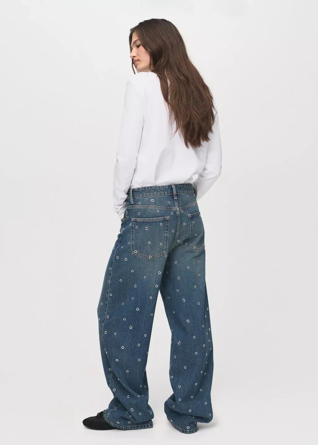 Blue Balloon Jeans With Eyelets, 0201_DO, large image number 6