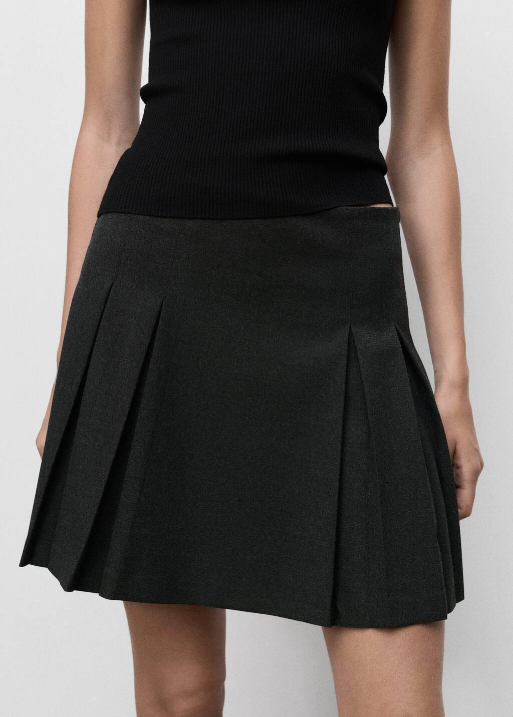 Grey Pleated Mini-Skirt, , large image number 2